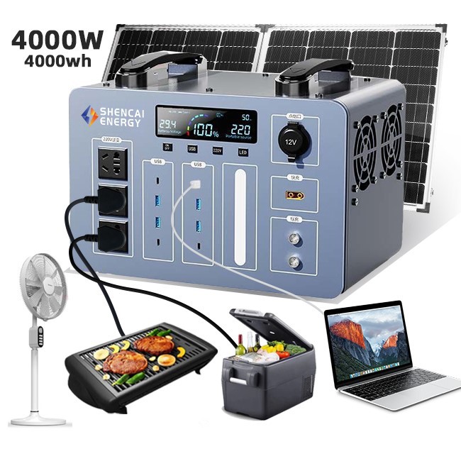 4000W Portable Energy Storage Power Supply, Camping Home Backup Lithium Iron Phosphate